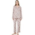 thumbnail image 1 of EK4YDNDS Womens Pajama Sets, Soft Flannel Button Down Loungewear Long Sleeve Pjs Sets,(Cat-Light Pink,S), 1 of 1