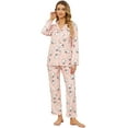 thumbnail image 1 of EK4YDNDS Womens Pajama Sets, Soft Flannel Button Down Loungewear Long Sleeve Pjs Sets,(Lamb-Dusty Pink,M), 1 of 1