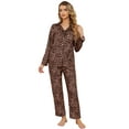 thumbnail image 1 of EK4YDNDS Womens Pajama Sets, Soft Flannel Button Down Loungewear Long Sleeve Pjs Sets,(Leopard,2XL), 1 of 1