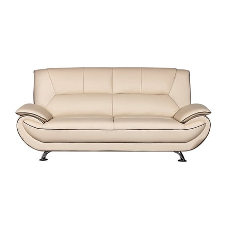 EK9608 Cream and Taupe Color With Faux Leather Sofa