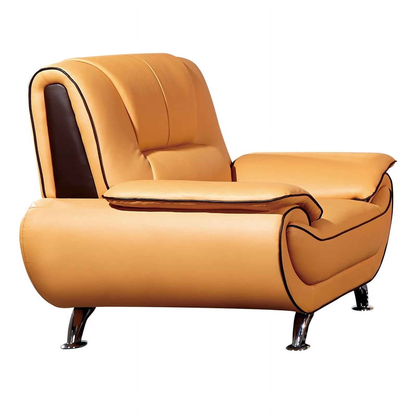 EK9608 Yellow and Brown Color With Faux Leather Chair