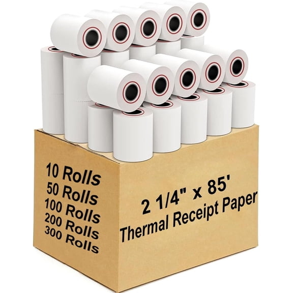 EKACO 2 1/4" x 85' Thermal Paper Rolls, 200-Count POS Cash Register Receipt Paper, High-Quality