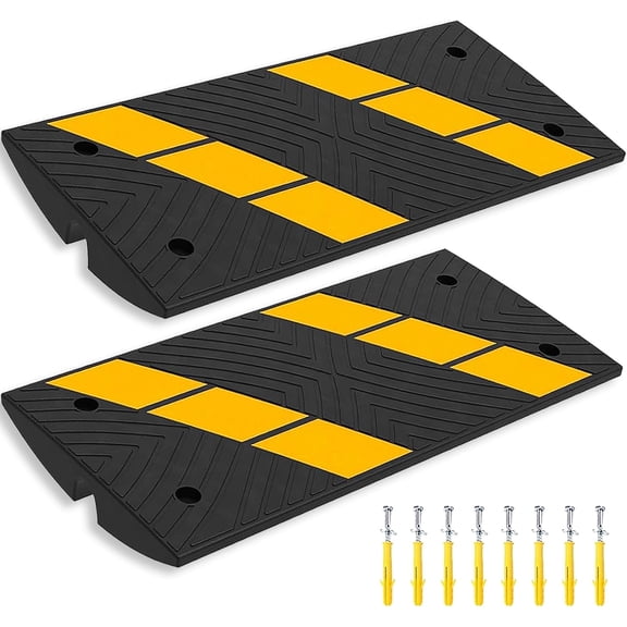 EKACO 2-Pack 35.5" Rubber Curb Ramps, 28000lbs Load, 2.6" Rise Driveway Bridge for Car, Warehouse, Garage, Sidewalk