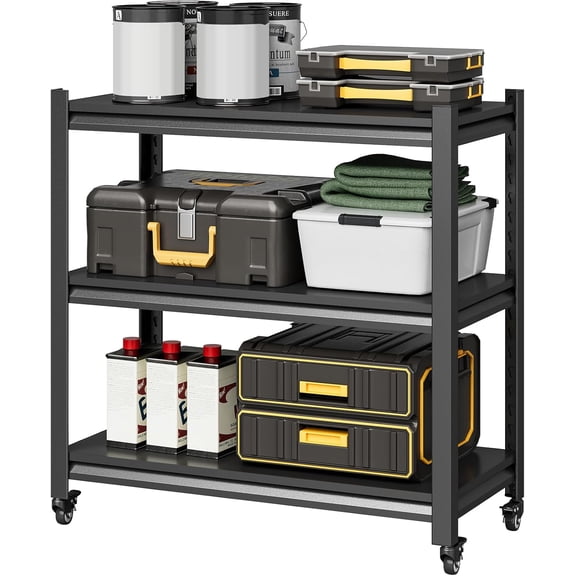 EKACO 3 Tier Workbench, 31.5 H Heavy Duty Work Table, Adjustable Height Work Bench, Movable Tool Table for Garage,Kitchen 33.46" W x 17.72" D x 31.5" H