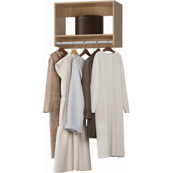EKACO 31.5"W Wood Modular Closet Organizer, Tall Hanging Unit for Walk-In Closets, Bedroom Wardrobe, DIY Storage System