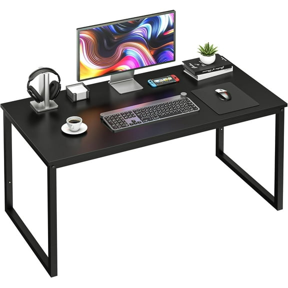 EKACO 47" Modern Computer Desk for Home Office, Sturdy PC Laptop Study Writing Table, Black