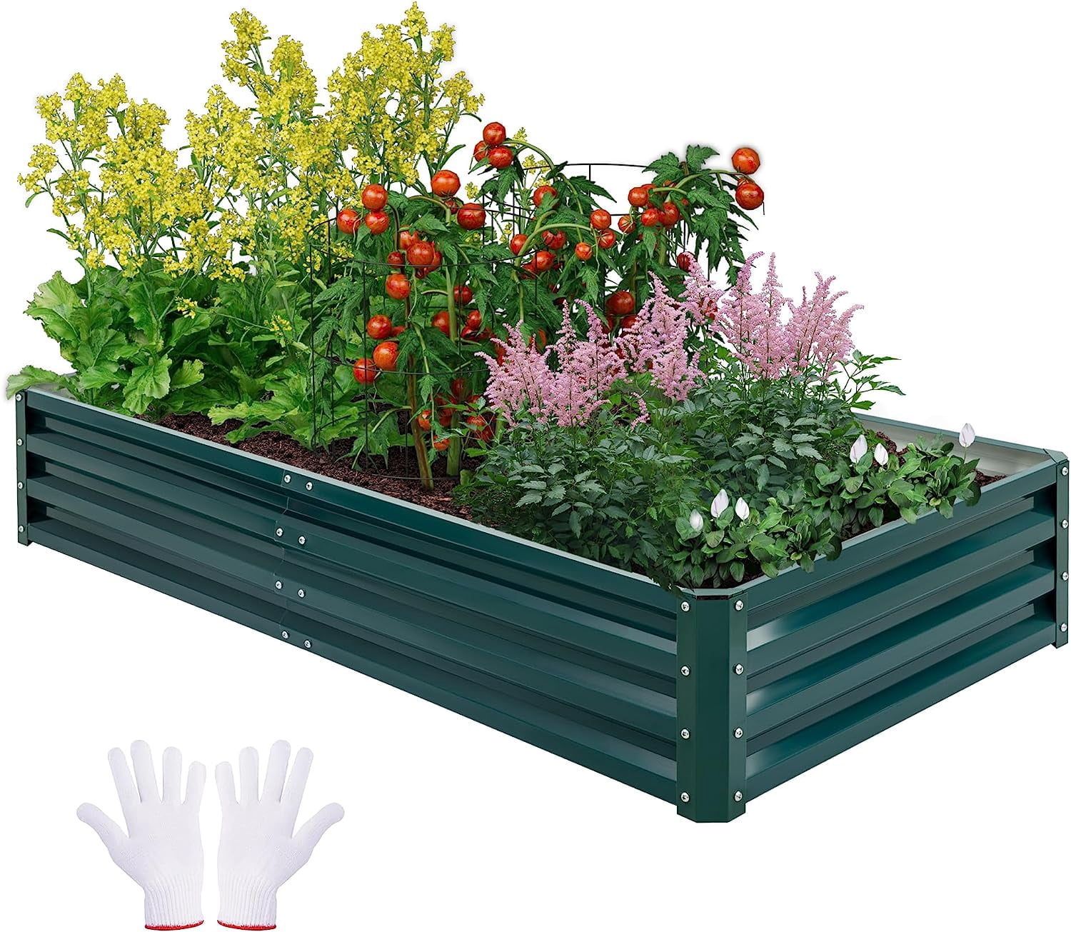 EKACO 6 x 3 x 1 FT Raised Garden Beds Outdoor Galvanized Planter Box Metal Raised Beds for Flower, Vegetables, Herb