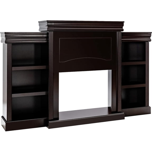 EKACO 70" Modern Freestanding Fireplace Mantel TV Stand for 28.5" Electric Fireplace, Media Console Table w/Storage, Espresso