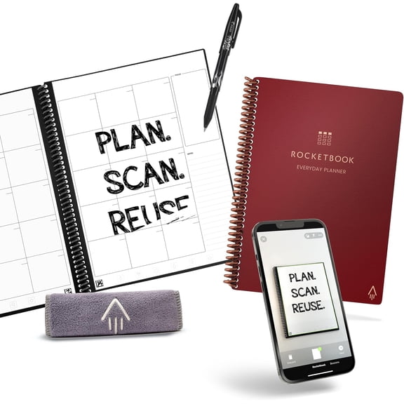 EKACO Smart Reusable Everyday Planner - Undated Weekly, Monthly, Annually - Executive Size 6x8.8, Maroon