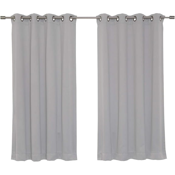 EKACO Thermal Blackout Curtains 52"x63" L, Light Grey, 2 Panels, Antique Bronze Grommet Top, Insulated, UV Protection