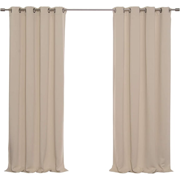 EKACO Thermal Blackout Curtains, 52"x96" Beige, Grommet Top, 2 Panels - Insulated, Energy Saving for Bedroom/Living Room