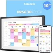 Dragon Touch 10.1" Smart Digital Wall Calendar, 1080P FHD Touchscreen Family Electronic Planner with Chore Chart & Meal Planning,Desk Stand Included-Black