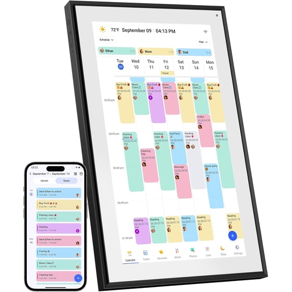 21.5 Inch Digital Calender, Electronic Wall Calender Planner for Family Schedules-Black