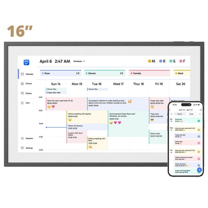 Luqeeg 15,6 Inch WiFi Wall Planner Digital Calendar Chore Chart