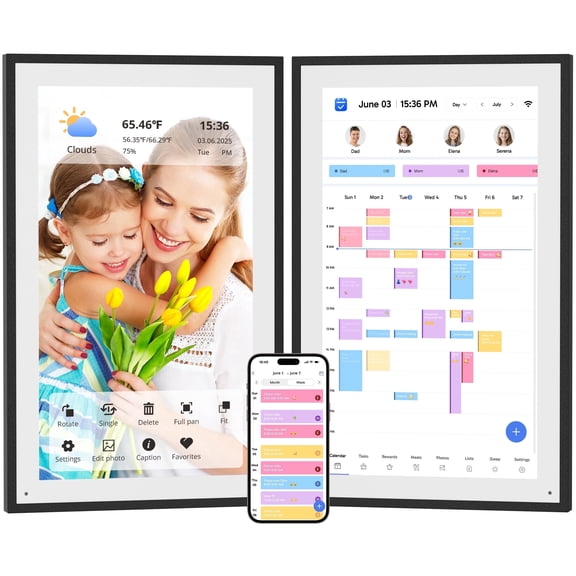 EKASN Digital Calendar, 21.5 Inch Chore Chart Wall Planner, 1080P Full HD Interactive Touchscreen, Display For Family Schedules with Free Apps-Photo/Rewards/Meals-Black