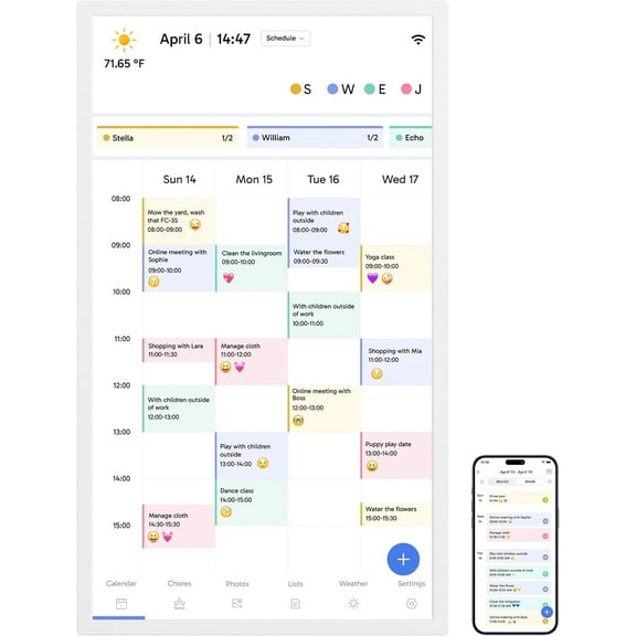 EKASN Digital Calendar with Chore Chart, 27" 1080P Full HD Interactive Touchscreen, Ideal for Family Scheduling, Wall or Desk Mountable-White