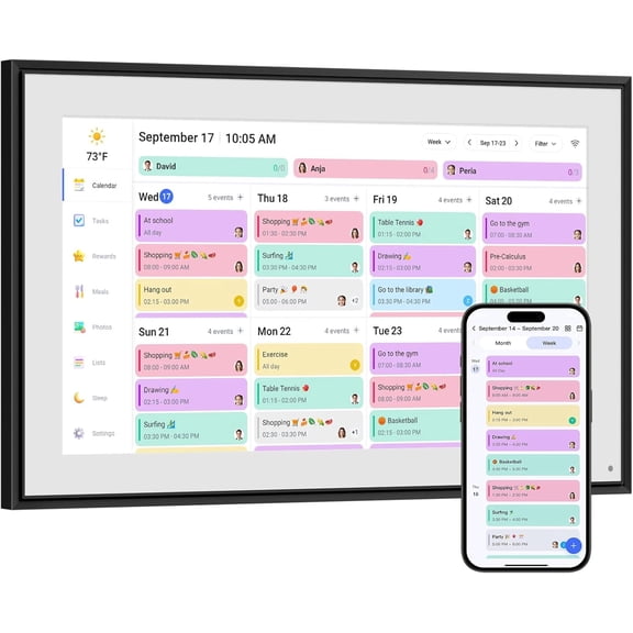Dragon Touch 10.1 inch Digital Calendar Chore Chart – Interactive Touchscreen, Smart Family Planner, Hearth Display Desk Digital Calendar Seamless Scheduling Black