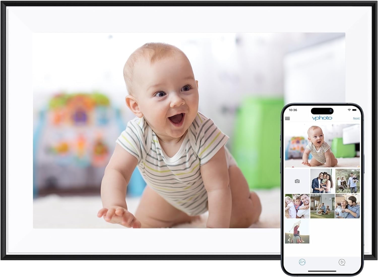 10.1'' Digital Picture Frame, 16GB WiFi Electronic Photo Frame,1920*1080 FHD IPS Touchscreen,Best Christmas Gifts for Mom&Grandparents