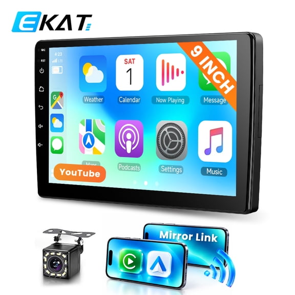EKAT 9 in Car Stereo with Wireless Carplay/Android Auto RDS/EQ+Backup Camera
