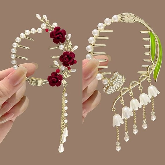 EKE Women’s Hair Clip Vintage Retro Back-Wear Elegant Hair Accessory with Fashion Texture