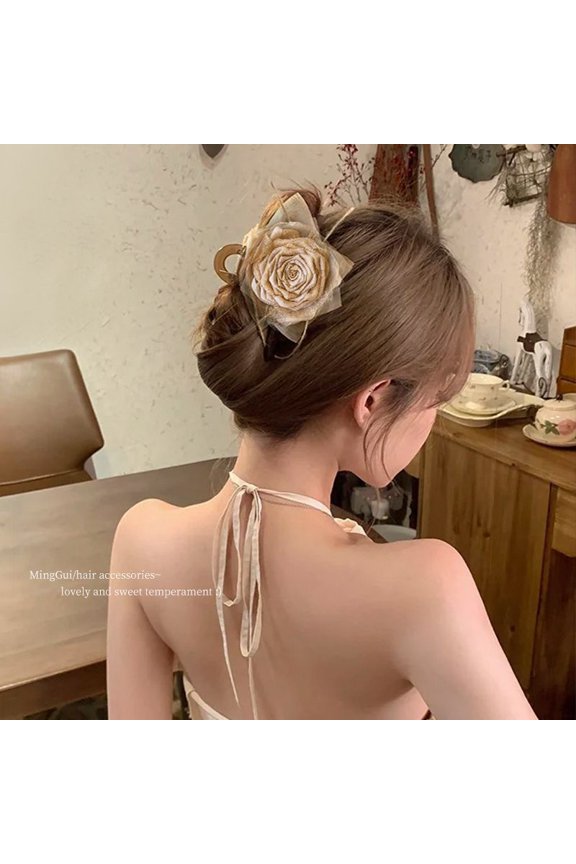 Women’s Hair Clip Vintage Retro Back-Wear Elegant Hair Accessory with Fashion Texture
