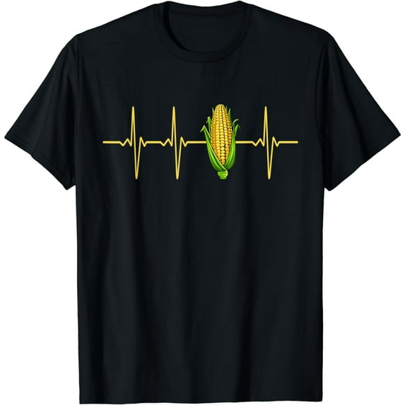 EKG Heartbeat Corn On The Cob Food Farmers Funny T-Shirt