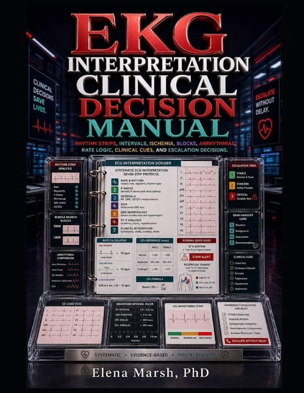 EKG Interpretation Clinical Decision Manual: Rhythm Strips, Intervals, Ischemia, Blocks, Arrhythmias, Rate Logic, Clinic, (Paperback)