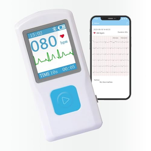 EKG Monitor Device, Personal Heart Rate Monitor with LCD Screen and Storage, Portable ECG Monitor Compatible with PC and Smartphone, Instant Results in 30 Seconds, FSA/HSA Eligible