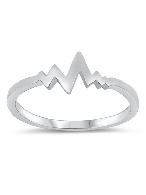 EKG Pulse Heartbeat Nurse EMT Ring .925 Sterling Silver Jewelry Female Male Unisex Size 7