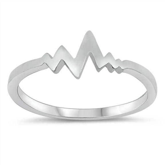 EKG Pulse Heartbeat Nurse EMT Ring .925 Sterling Silver Jewelry Female Male Unisex Size 8
