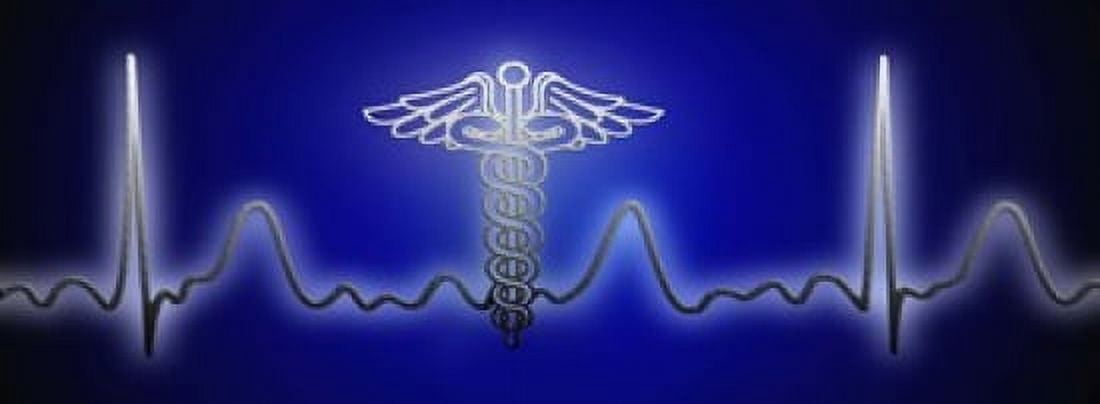 EKG with Caduceus symbol Canvas Art - Panoramic Images (18 x 7)