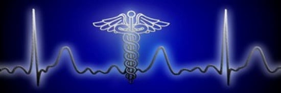 EKG with Caduceus symbol Canvas Art - Panoramic Images (36 x 13)