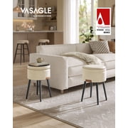 VASAGLE EKHO Collection Storage Ottoman Tray Vanity Stool Chair Synthetic Leather Ottoman with Storage Loads 330 lb for Bedroom Living Room Cream White