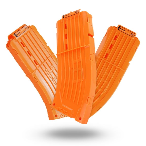 EKIND 10 Darts Banana Curved Clips, Soft Bullet Quick Reload Clips Compatible for Nerf Elite Magazine Toy Gun (Orange, Pack of 3)