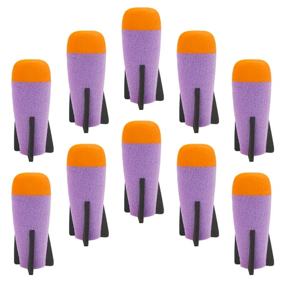 EKIND 10-Pack Mega Missile Refill for Toy Rocket Launcher, Foam Ammo Compatible for Nerf N-Strike Elite Series (Purple)