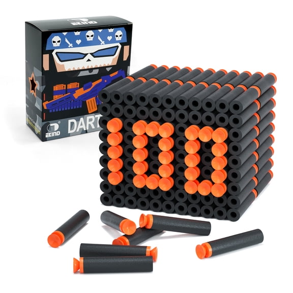 EKIND 100 Pcs Suction Darts Refill Pack Foam Bullet Compatible for NERF N-Strike Series Blaster (Black)