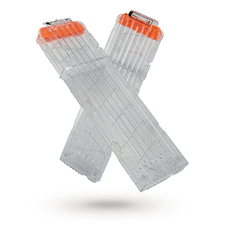 EKIND 18-Dart Clips Compatible with Nerf Elite Magazines - Quick Reload Soft Dart Ammo Clip for Nerf Toy Guns (2-Pack, Transparent)