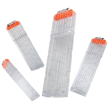 EKIND 18-Dart Clips Compatible with Nerf Elite Magazines - Quick Reload Soft Dart Ammo Clip for Nerf Toy Guns (4-Pack, Transparent)