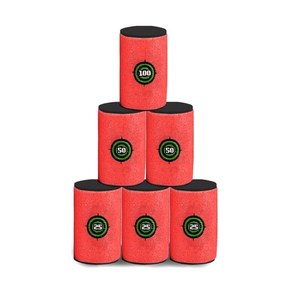 EKIND 6 Pcs W:2.36'' * H:3.94'' Foam Can Target Compatible for Nerf Elite Series Blasters Kids Toy (Large Size)