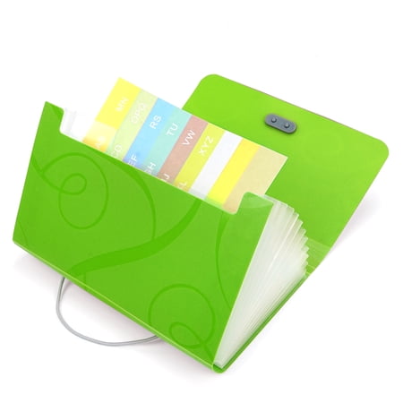 EKIND 7X4.5" Expandable Portable Folder, 13 Pocket Rope Accordion File Organizer, A6 Plastic Wallet for Cards,Coupons,Receipt,Tax Item, Mini Expanding Folders (1Pcs, Green)