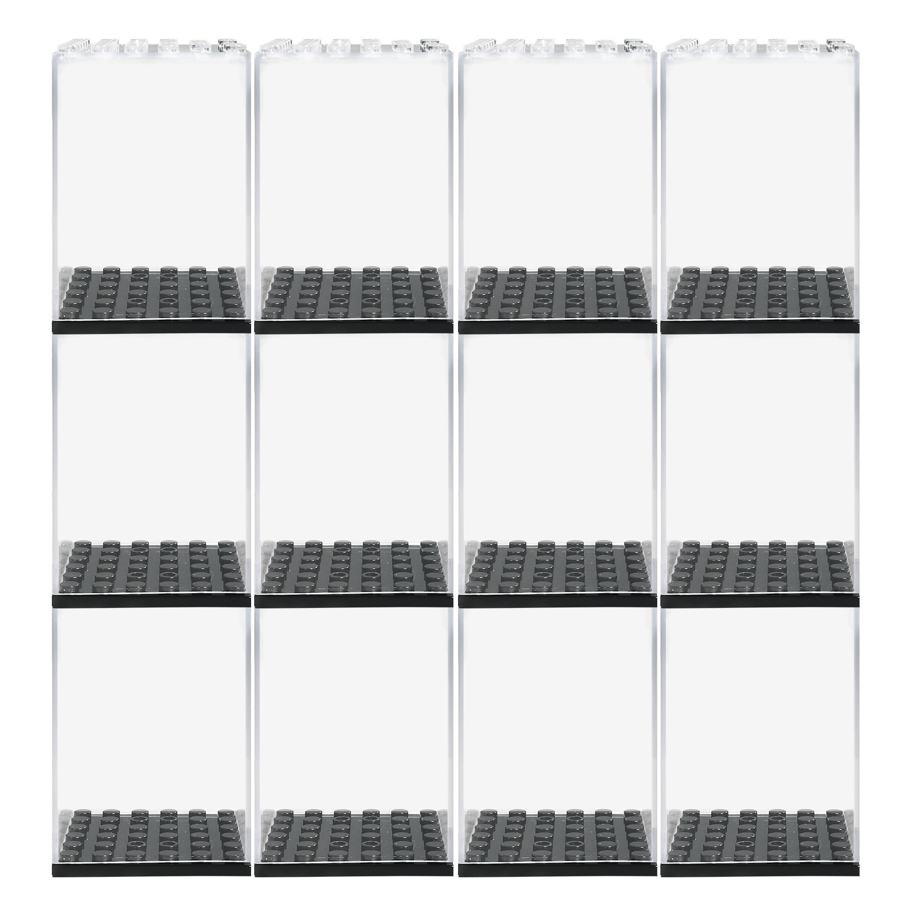 12 Pack Minifigures Acrylic Display Case - Stackable LEGO Figure Storage Boxes With High Transparency