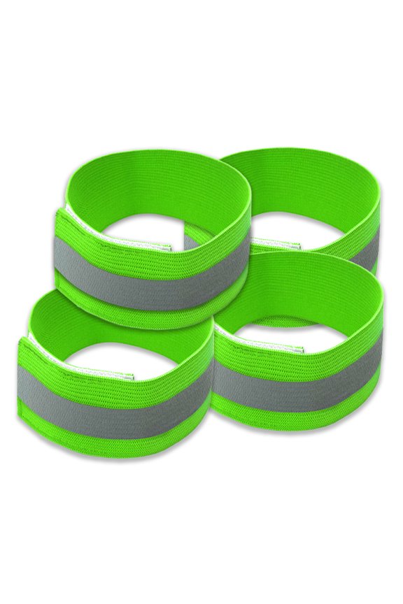 Adjustable Elastic Lightweight High Visibility Reflective Arm Bands, Leg Bands, Bike Pants Cuff Straps, for Running, Walking, Jogging,Cycling,Motorcycle(4 Pack, Green)