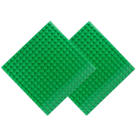 EKIND Classic Large Blocks Building Base Block Plate 10" x 10" - Compatible with Large Pegs for Toddlers, Building Block All Major Brands (2 PCS, Dark Green)