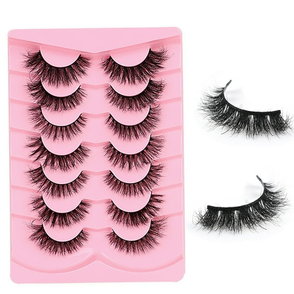 EKIND False Eyelashes, 7 pairs of thick and fluffy false eyelashes, 3D curling eyelashes, professional false eyelashes, thick and natural false eyelashes, thick and soft false eyelashes (hybrid)