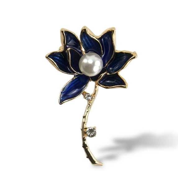 EKIND Jeweled Blue Lotus Brooch-exquisite suit pin, Women's Scarf Brooch Shawl Brooch Wedding Party Costume Accessories