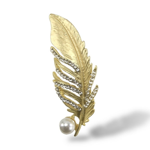 EKIND Matte Gold Leaf Brooch - Delicate Suit Pin, Women's Scarf Brooch Shawl Brooch Wedding Party Costume Accessories