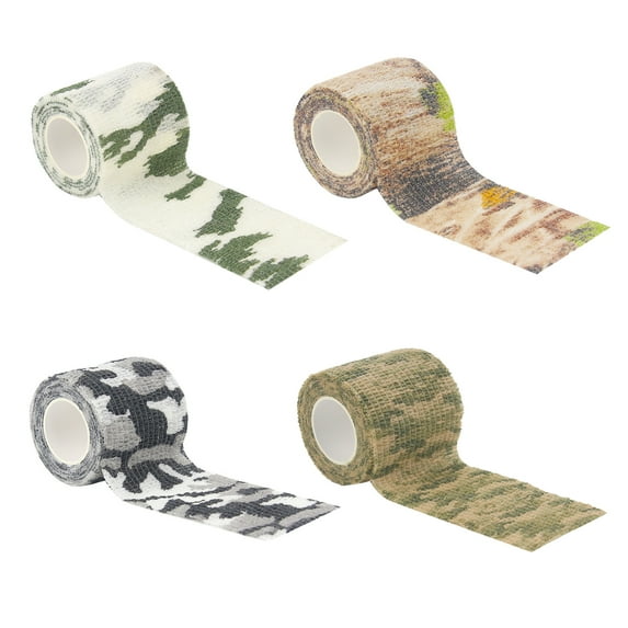 EKIND Multi-functional Self-Adhesive Camouflage Tape Wrap, Waterproof and Non-Slip for Hunting Guns, Knife Handles, Camping Gear and More - 14.7ft Total Length (4 Type Camo B, Pack of 4)