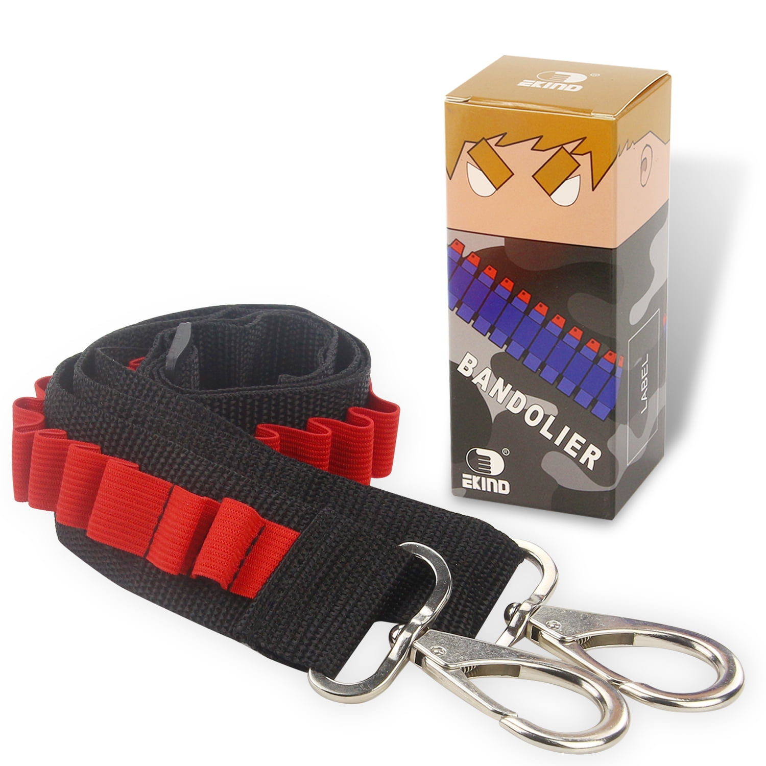 EKIND Toy Gun Bullet Shoulder Strap Darts Bandolier Kit Ammo Storage Holder Compatible for Nerf Elite Blasters 2 Point Tactical Shoulder Strap Red