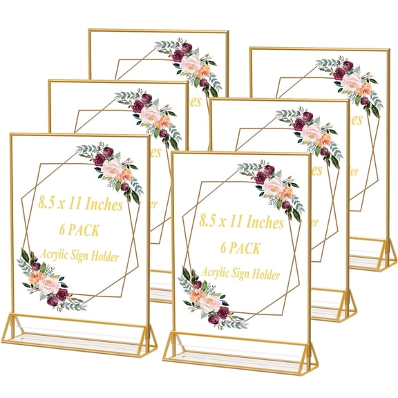 EKINIYAR Acrylic Sign Holder 8.5X11 Clear Sign Holder,Double Sided Flyer Holder , Table Menu Holder Display Stand for Wedding Table Number (6pcs)