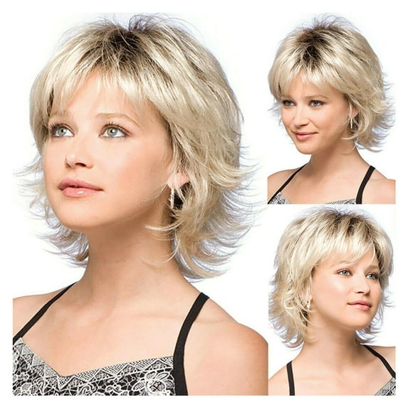 EKKIMIMI Short Wigs For Women Fiber Wig With Bangs For Women Glueless Wigs Synthetic Fiber Wigs Frontal Wig Fashion Wigs